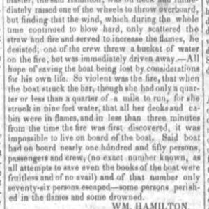 "Steamboat Brandywine" newspaper clipping
